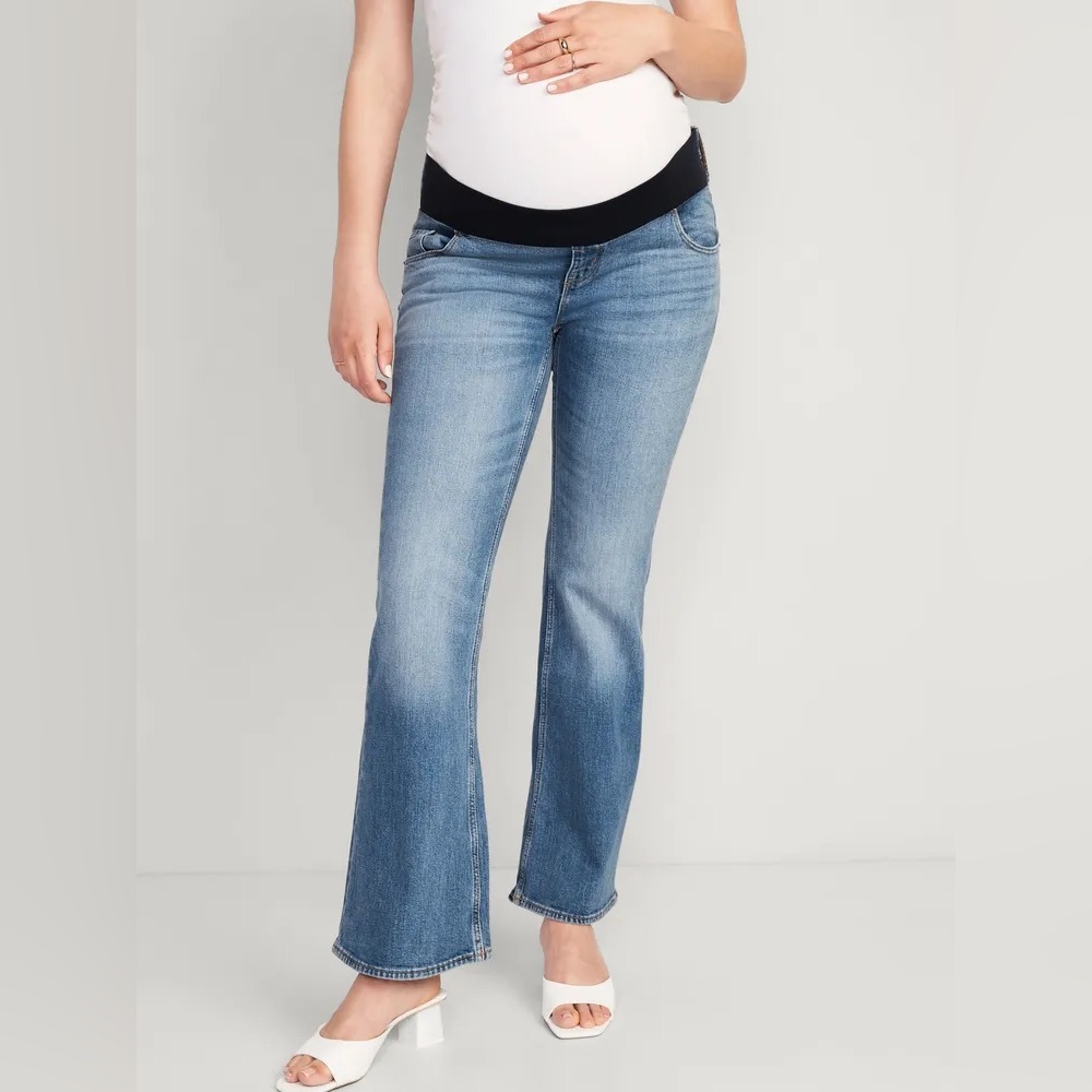 NWT Old Navy Maternity Front Low Rise Panel Flare Jeans 6 Pregnancy Postpartum